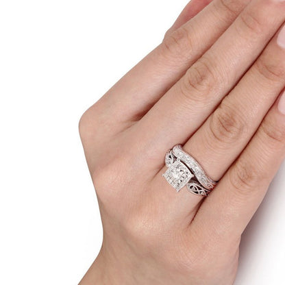 0.2 CT. TW Diamond Cascading Bridal Set in Sterling Silver