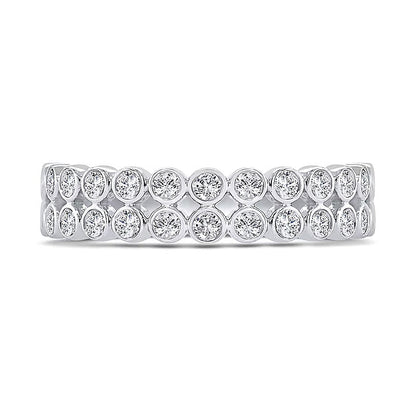 0.33 CT. TW Diamond Bezel Double Row Ring in 10K White Gold