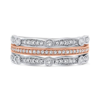 0.38 CT. TW Diamond Multi-Row Stacked Ring in 10K Two-Tone Gold