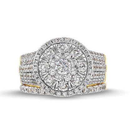 2.0 CT. TW Multi Diamond Pear Frame Bridal Set in 10K White Gold