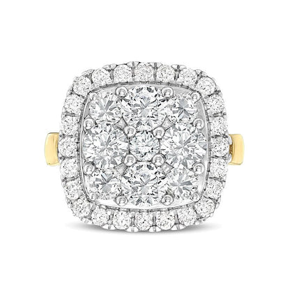 3.17 CT. TW Cushion-Shaped Multi-Diamond Frame Engagement Ring in 14K Gold
