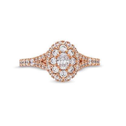 0.75 CT. TW Oval Multi-Diamond Split Shank Engagement Ring in 10K Rose Gold