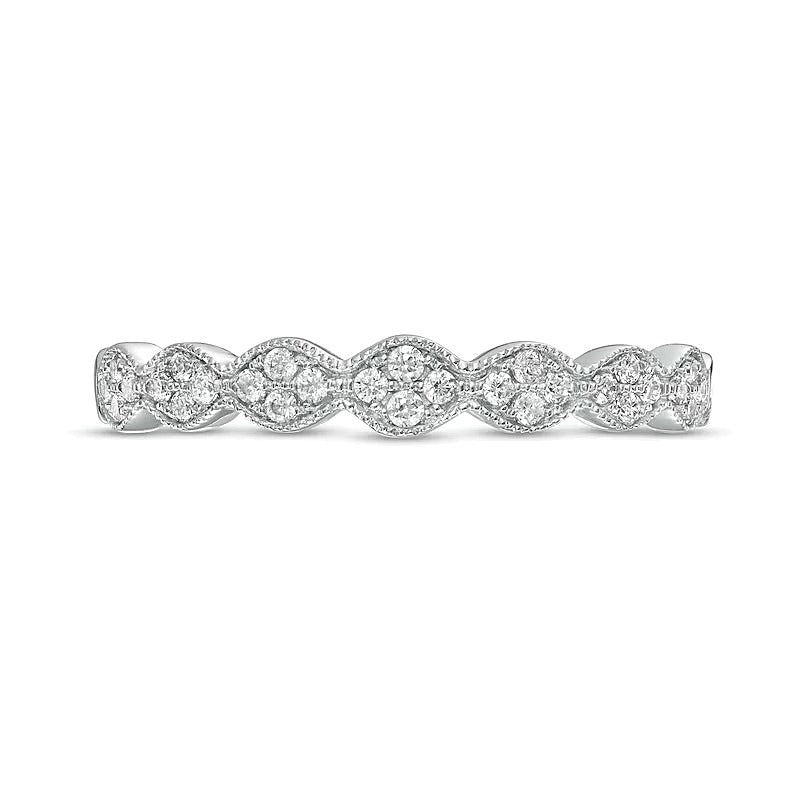 0.17 CT. TW Oval-Shaped Multi-Diamond Scallop Edge Stackable Anniversary Band in 10K White Gold