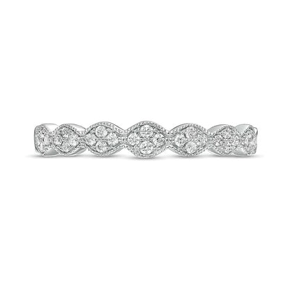 0.17 CT. TW Oval-Shaped Multi-Diamond Scallop Edge Stackable Anniversary Band in 10K White Gold