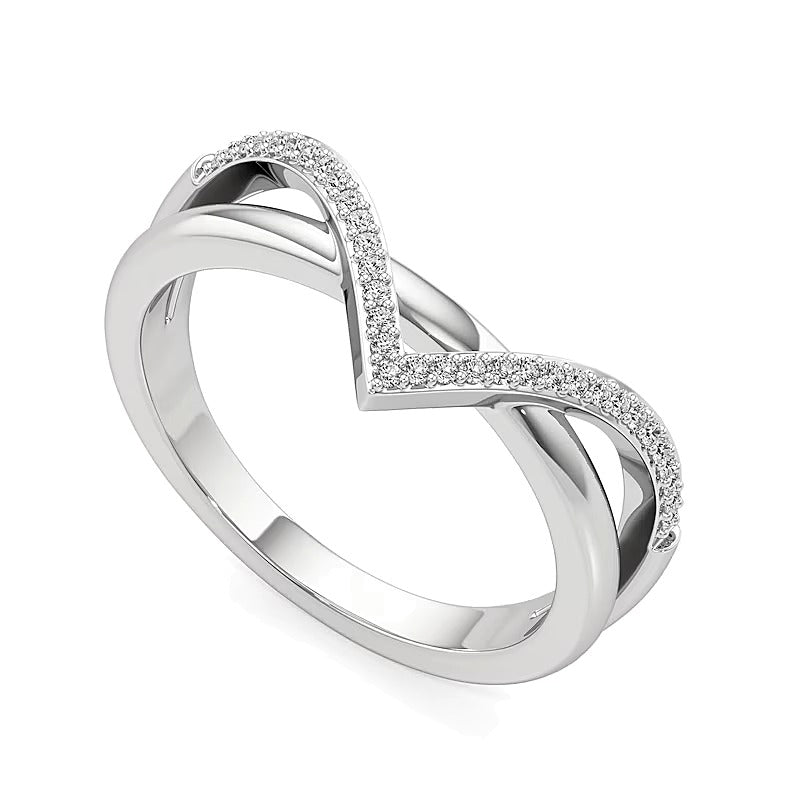 0.1 CT. TW Diamond Chevron Overlay Split Shank Ring in Sterling Silver