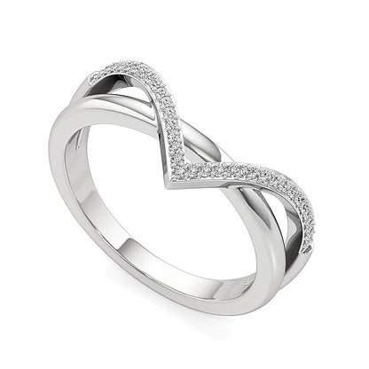 0.1 CT. TW Diamond Chevron Overlay Split Shank Ring in Sterling Silver