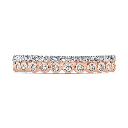 0.2 CT. TW Diamond Edge and Bezel Double Row Stackable Band in 10K Rose Gold