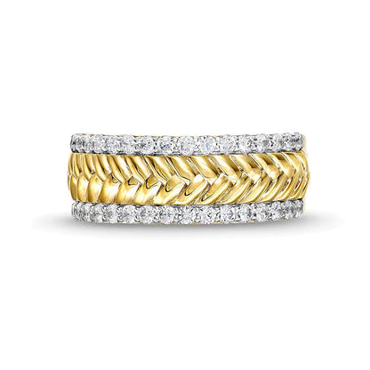 0.5 CT. TW Diamond Edge Herringbone Band in 10K Gold
