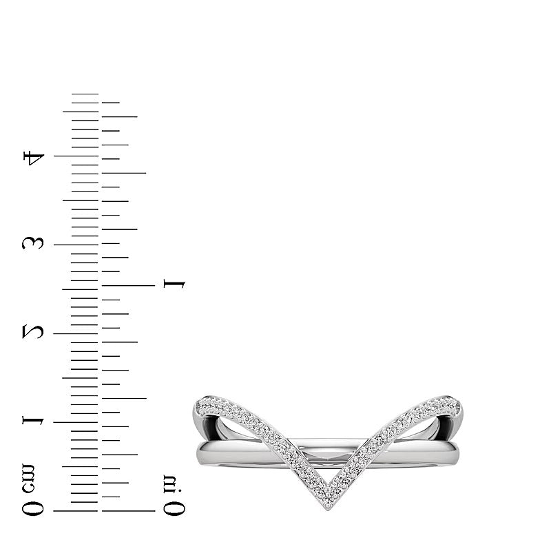 0.1 CT. TW Diamond Chevron Overlay Split Shank Ring in Sterling Silver