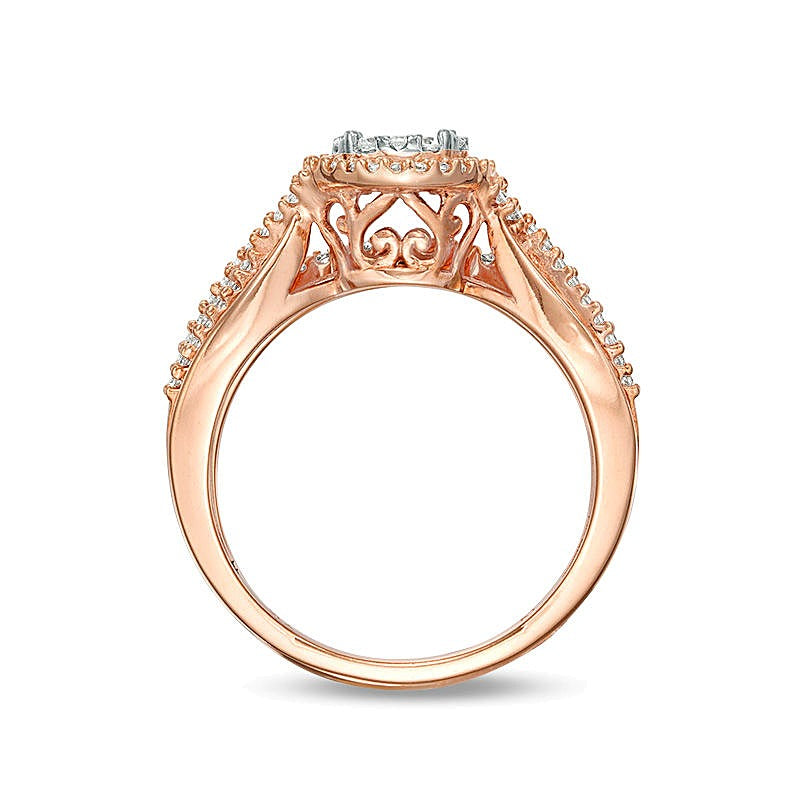 0.38 CT. TW Composite Diamond Crossover Shank Bridal Set in 10K Rose Gold