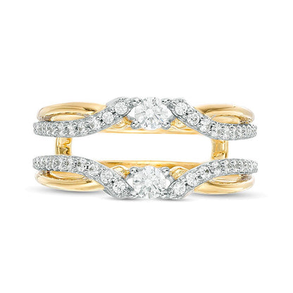 0.5 CT. TW Diamond Crossover Solitaire Enhancer in 10K Two-Tone Gold