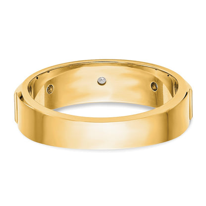 True Origin 14K Yellow Gold Men's 1/6 carat Lab Grown Diamond VS+ F+ Complete Wedding Band Ring