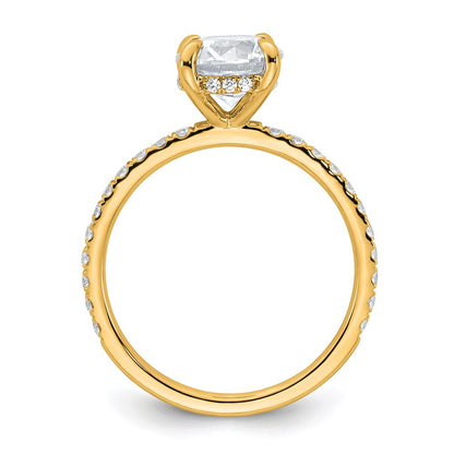 14K Yellow Gold 2 carat Certified Lab Grown Diamond VS/SI+ G+ Round Complete Solitaire with Flair Engagement Ring