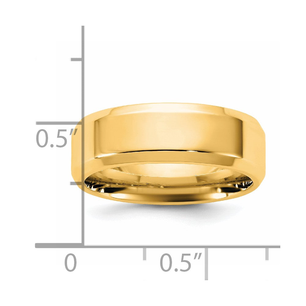 14K Yellow Gold 6.5mm Bevel Edge Comfort Fit Wedding Band Ring