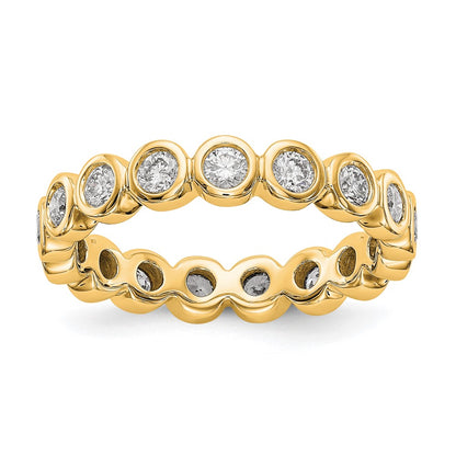 18K Yellow Gold Diamond Bezel Set Eternity Wedding Band Ring