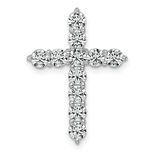 14K White Gold 2 carat Lab Grown Diamond VS+ F+ Complete Cross Chain Slide Pendant