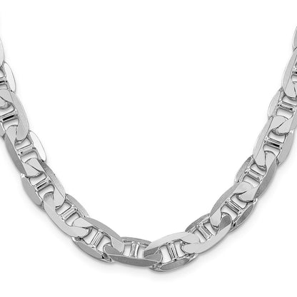Sterling Silver Rhodium-plated 9.5mm Flat Anchor 24 Inch Chain
