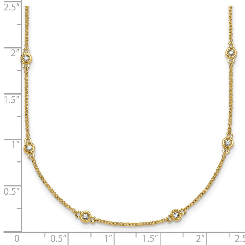 14K Yellow Gold Complete 1/3 carat Bezel-set Diamond and Cable Chain 18-Station 18 Inch Necklace
