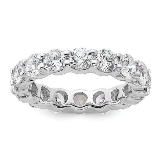 14K White Gold Polished Size 7.5 Shared Prong 4 carat Diamond Complete Eternity Wedding Band Ring