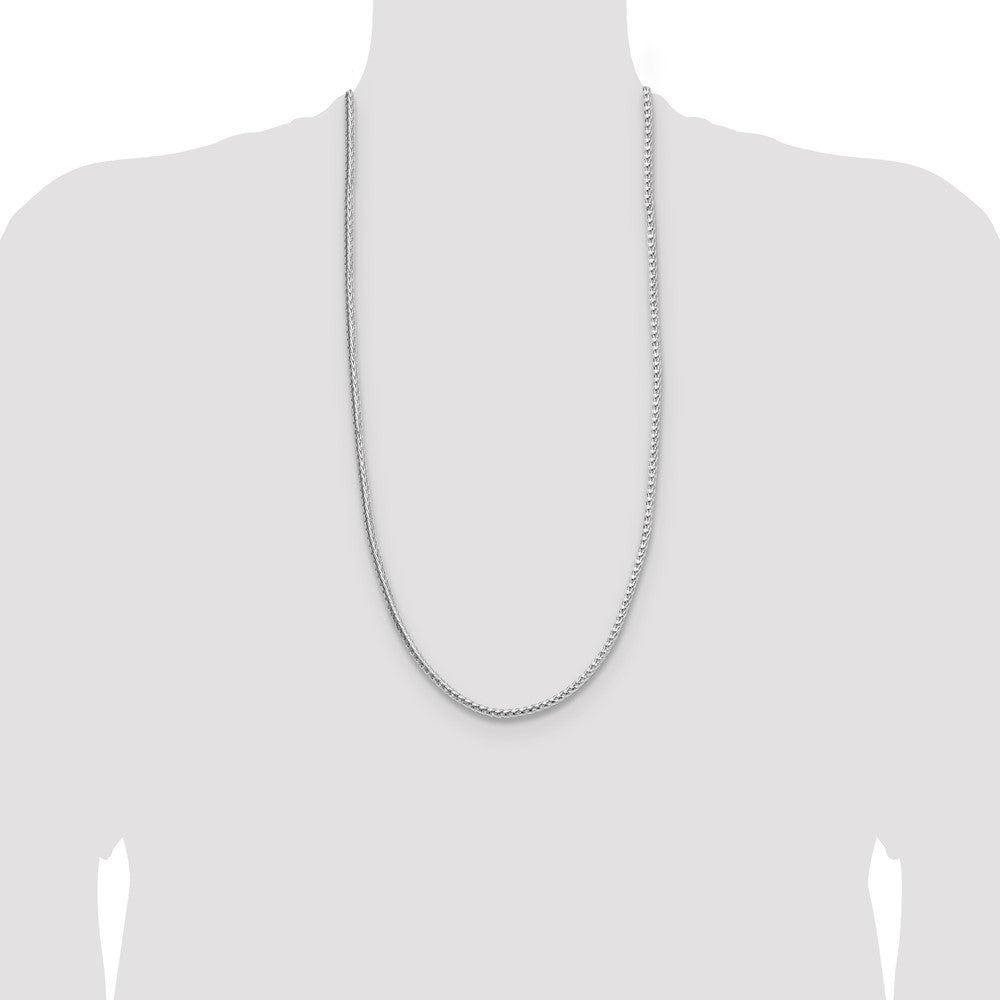 Sterling Silver Rhodium-plated 3.8mm Diamond-cut Round Franco 30 Inch Chain