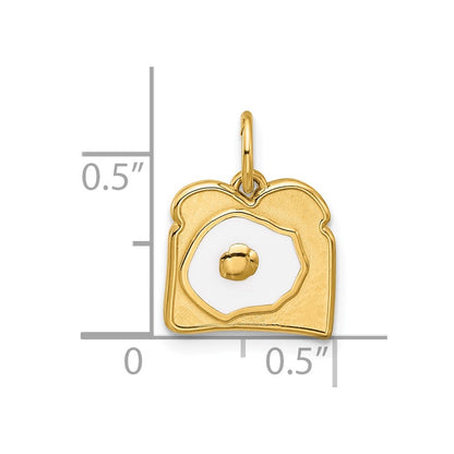 14K Yellow Gold Enameled Fancy Egg on Toast Charm