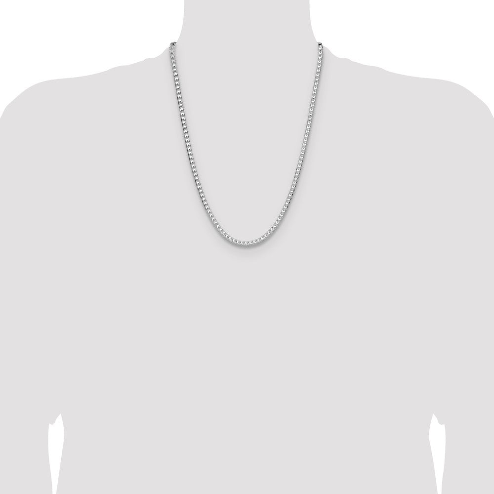 Sterling Silver 4.7mm D/C Square Franco 24 Inch Chain