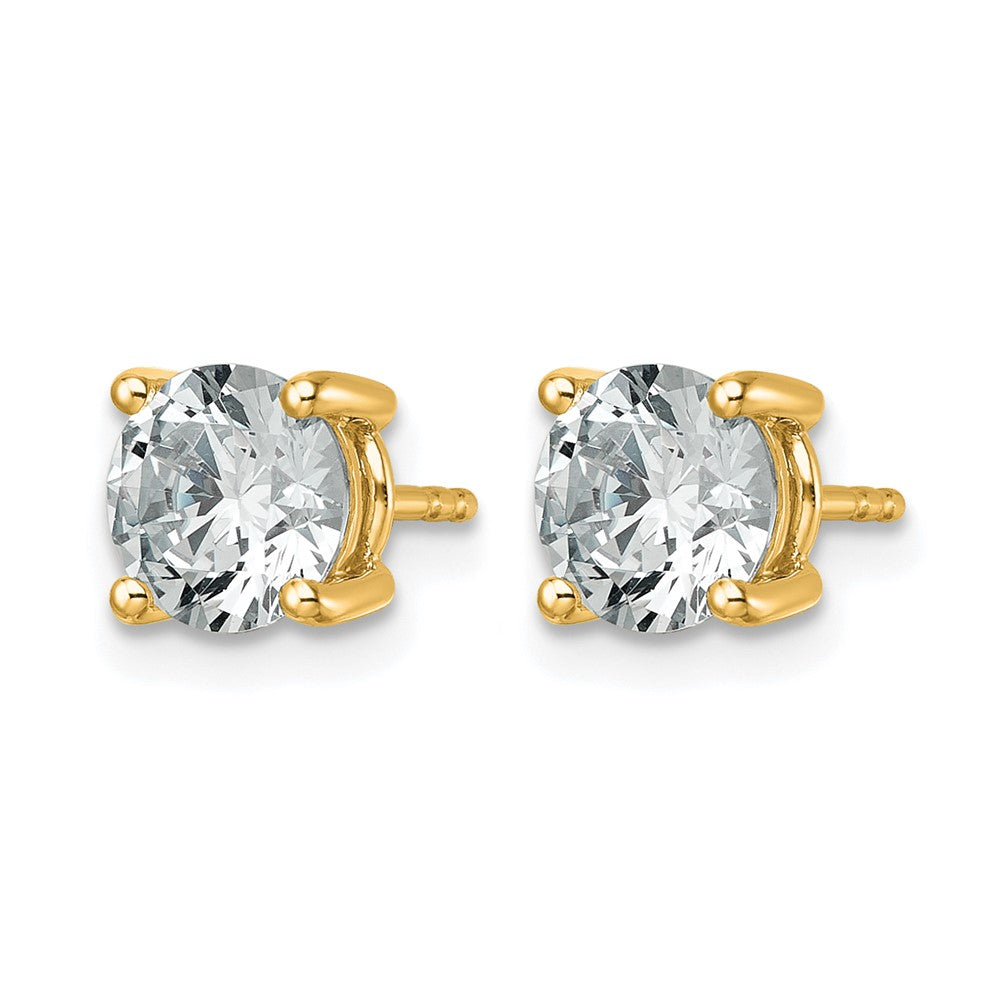 14K Yellow Gold 2 1/2 carat Certified Lab Grown Diamond VS+ F+ Round Complete Four Prong Lightweight Stud Earrings