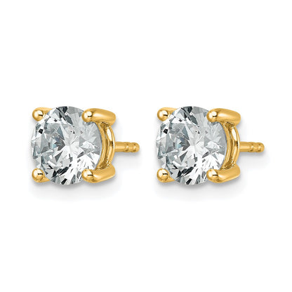 14K Yellow Gold 2 1/2 carat Certified Lab Grown Diamond VS+ F+ Round Complete Four Prong Lightweight Stud Earrings
