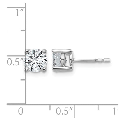 14K White Gold 1 1/2 carat Certified Lab Grown Diamond VS/SI+ G+ Round Complete Four Prong Lightweight Stud Earrings