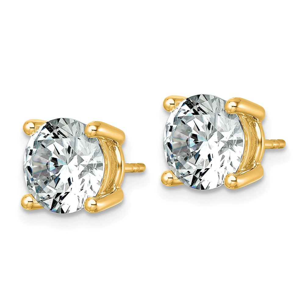 14K Yellow Gold 6 carat Lab Grown Diamond VS/SI+ G+ Round Complete Four Prong Lightweight Stud Earrings