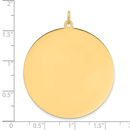 14K Yellow Gold Plain .035 Gauge Round Engravable 38.3mm Disc Charm