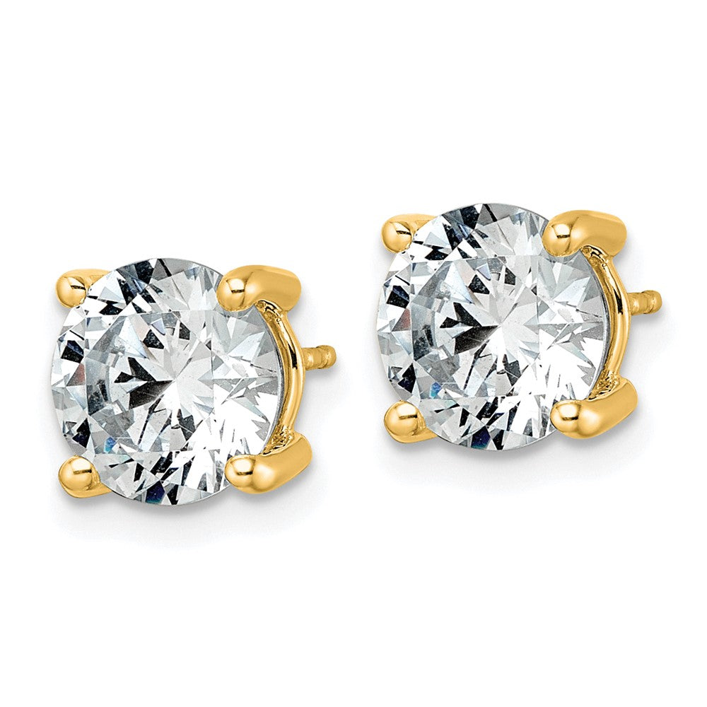 14K Yellow Gold 5 carat Lab Grown Diamond VS/SI+ G+ Round Complete Four Prong Lightweight Stud Earrings