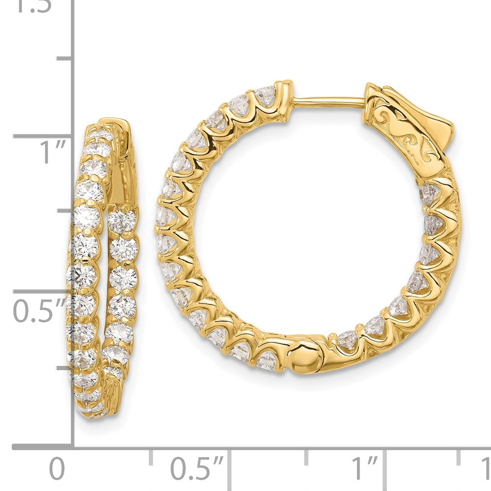 14K Yellow Gold 2.1 carat Diamond In/Out Hoop w/Safety Clasp Earrings