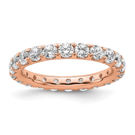 14K Rose Gold Polished Size 6 U-Shared Prong 2 carat Diamond Complete Eternity Wedding Band Ring