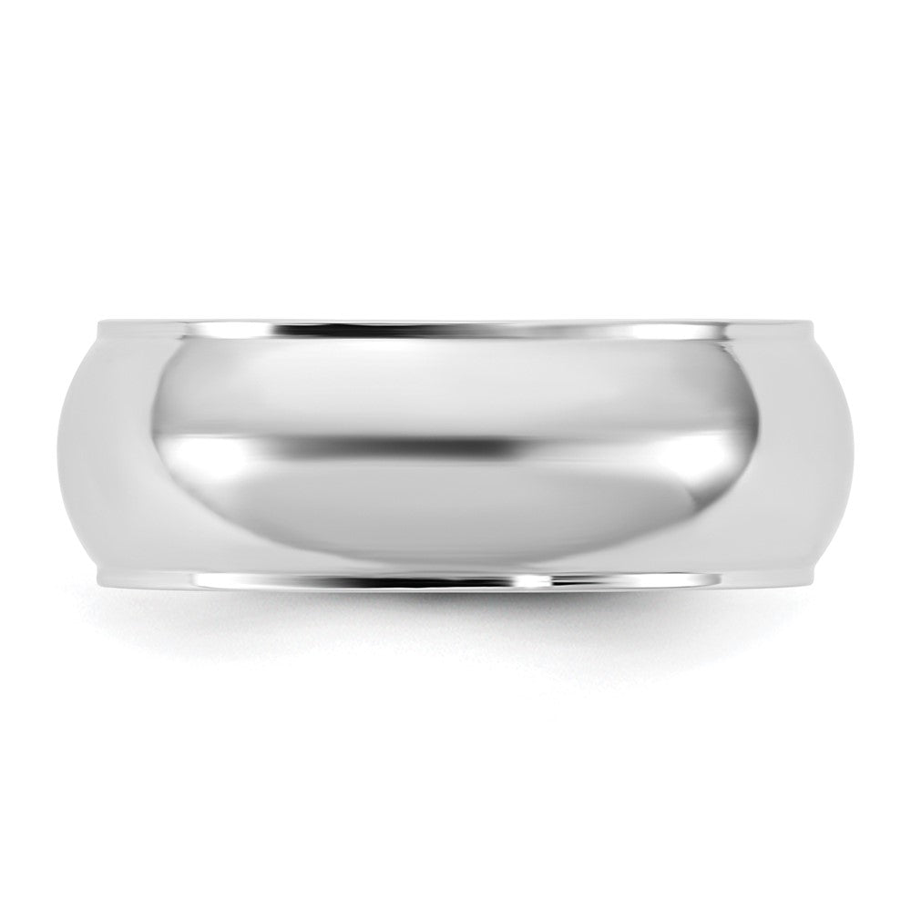 14k White Gold 7mm Half Round with Edge Wedding Band Ring