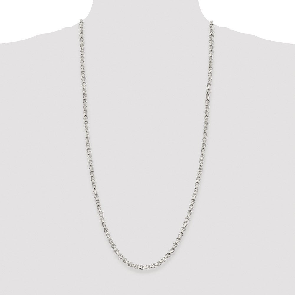 Sterling Silver Rhodium-plated 4mm Diamond-cut Rolo 30 Inch Chain