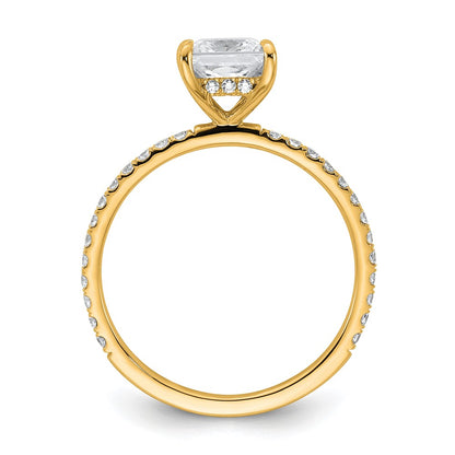 14K Yellow Gold 1 3/8 carat Certified Lab Grown Diamond VS/SI+ G+ Princess Complete Solitaire with Flair Engagement Ring