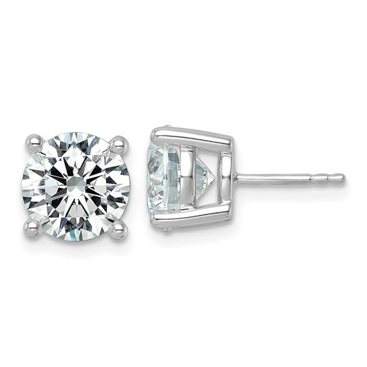 14K White Gold 6 carat Lab Grown Diamond VS/SI+ G+ Round Complete Four Prong Lightweight Stud Earrings
