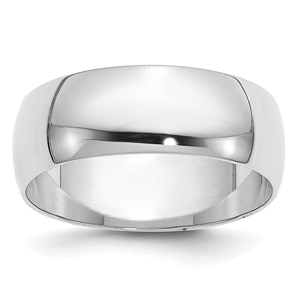 14k White Gold 6.5mm Half Round Wedding Band Ring