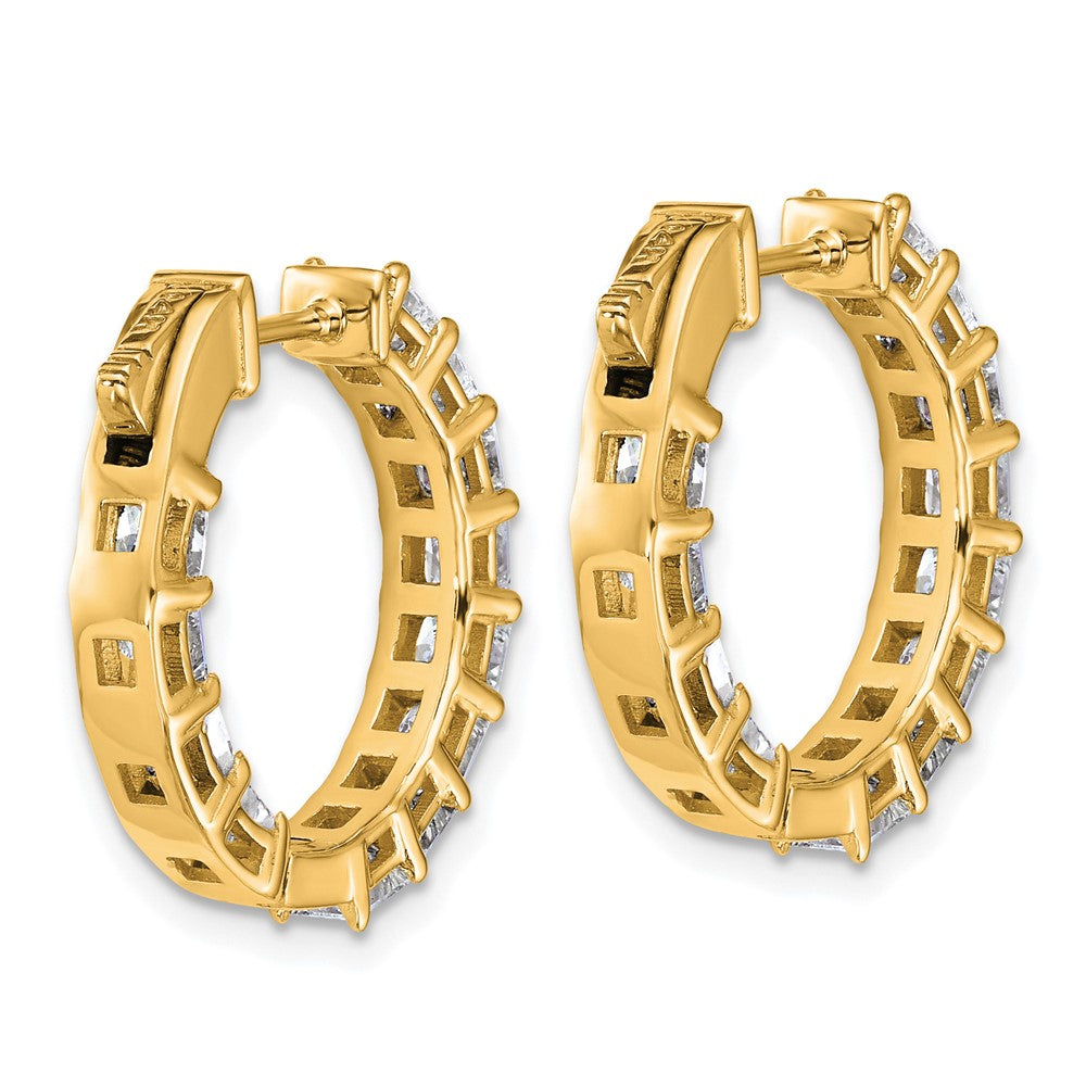 14K Yellow Gold Inside/Outside Cert Lab Grown VS/SI FGH Princess Diamond Hoop Earrings