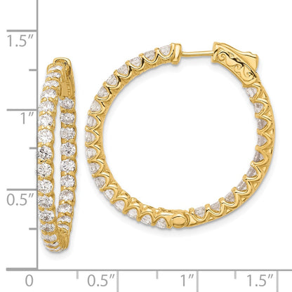 14K Yellow Gold 3.2 carat Diamond In/Out Hoop w/Safety Clasp Earrings
