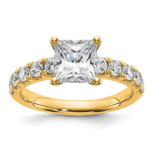 14K Yellow Gold Certified 3 3/4 carat Lab Grown Diamond VS+ F+ Princess Complete Engagement Ring