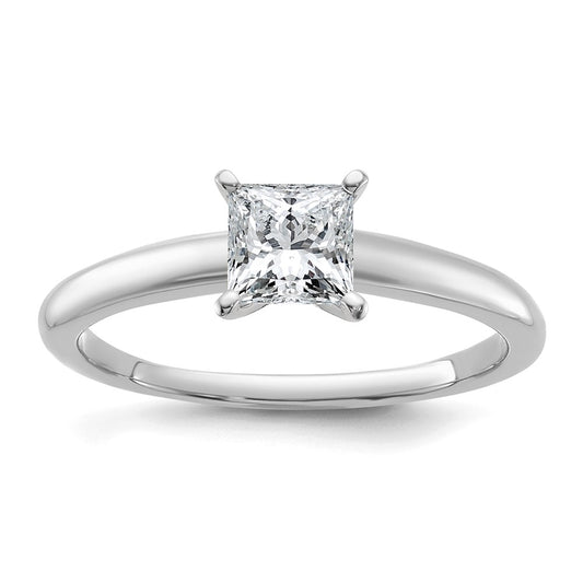 14K White Gold 3/4 carat Certified Lab Grown Diamond VS+ F+ Princess Complete Solitaire Engagement Ring
