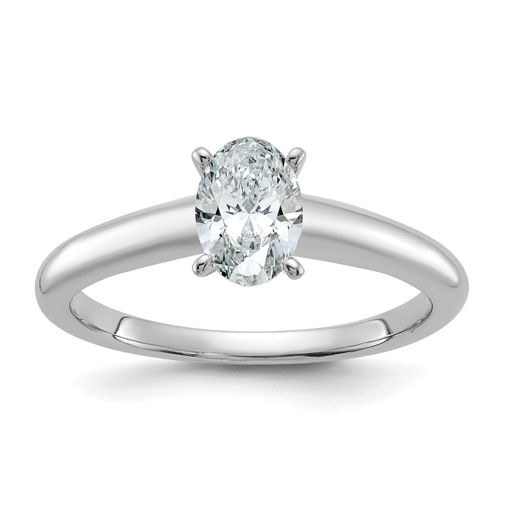 14K White Gold 3/4 carat Certified Lab Grown Diamond VS+ F+ Oval Complete Solitaire Engagement Ring