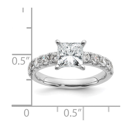 14K White Gold Certified 2 1/5 carat Lab Grown Diamond VS+ F+ Princess Complete Engagement Ring