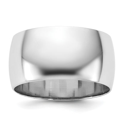14k White Gold 10mm LTW Half Round Wedding Band Ring
