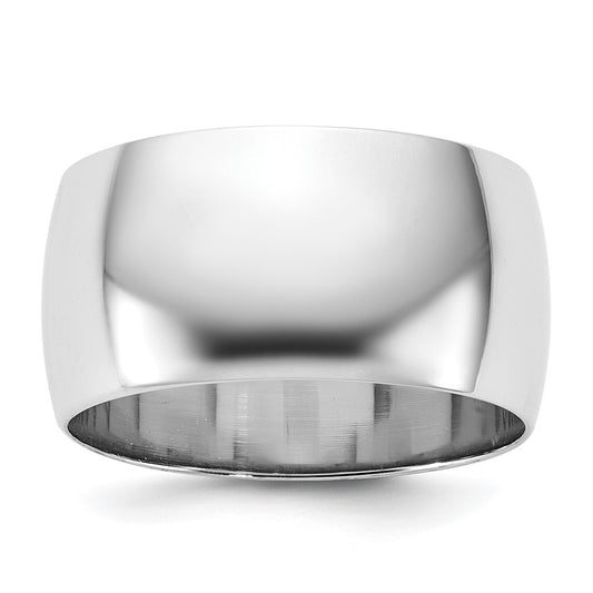 14k White Gold 10mm LTW Half Round Wedding Band Ring
