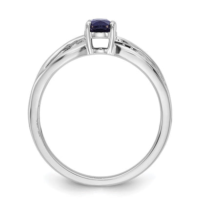 14K Yellow Gold Polished Sapphire and Diamond Ring