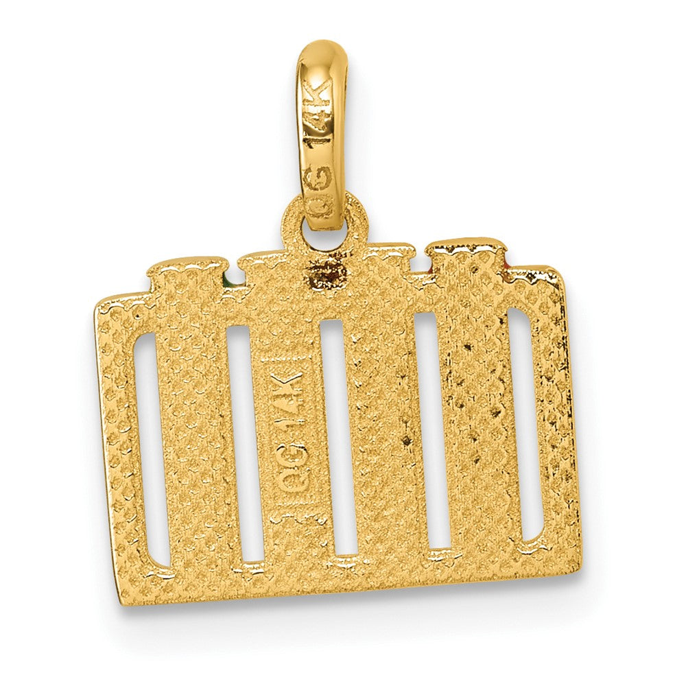 14K Yellow Gold Polished Multi-color Enameled Test Tubes Pendant