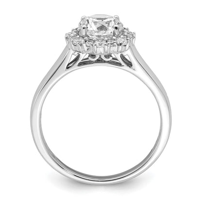 True Origin 14K White Gold 1/4 carat Lab Grown Diamond VS+ F+ Semi-Mount Round Halo Engagement Ring